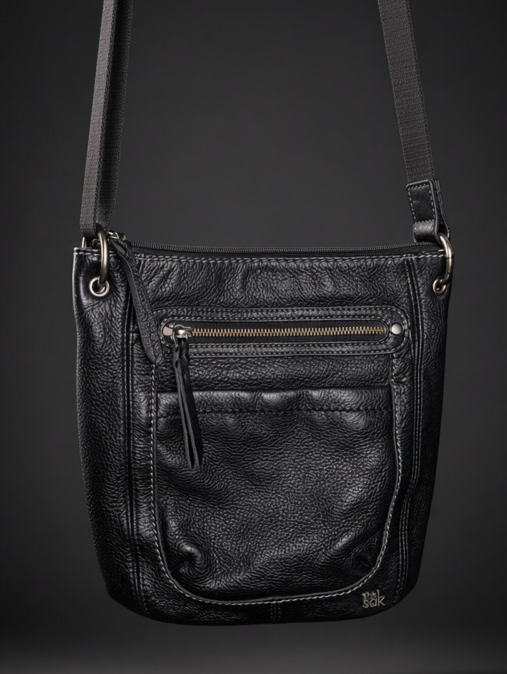 The Sak Lucia Black Pebbled Leather Crossbody Bag - Excellent Condition!